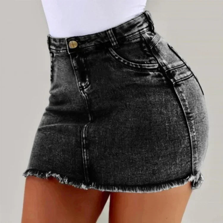 2025  Summer High Waisted Mini Denim Skirt