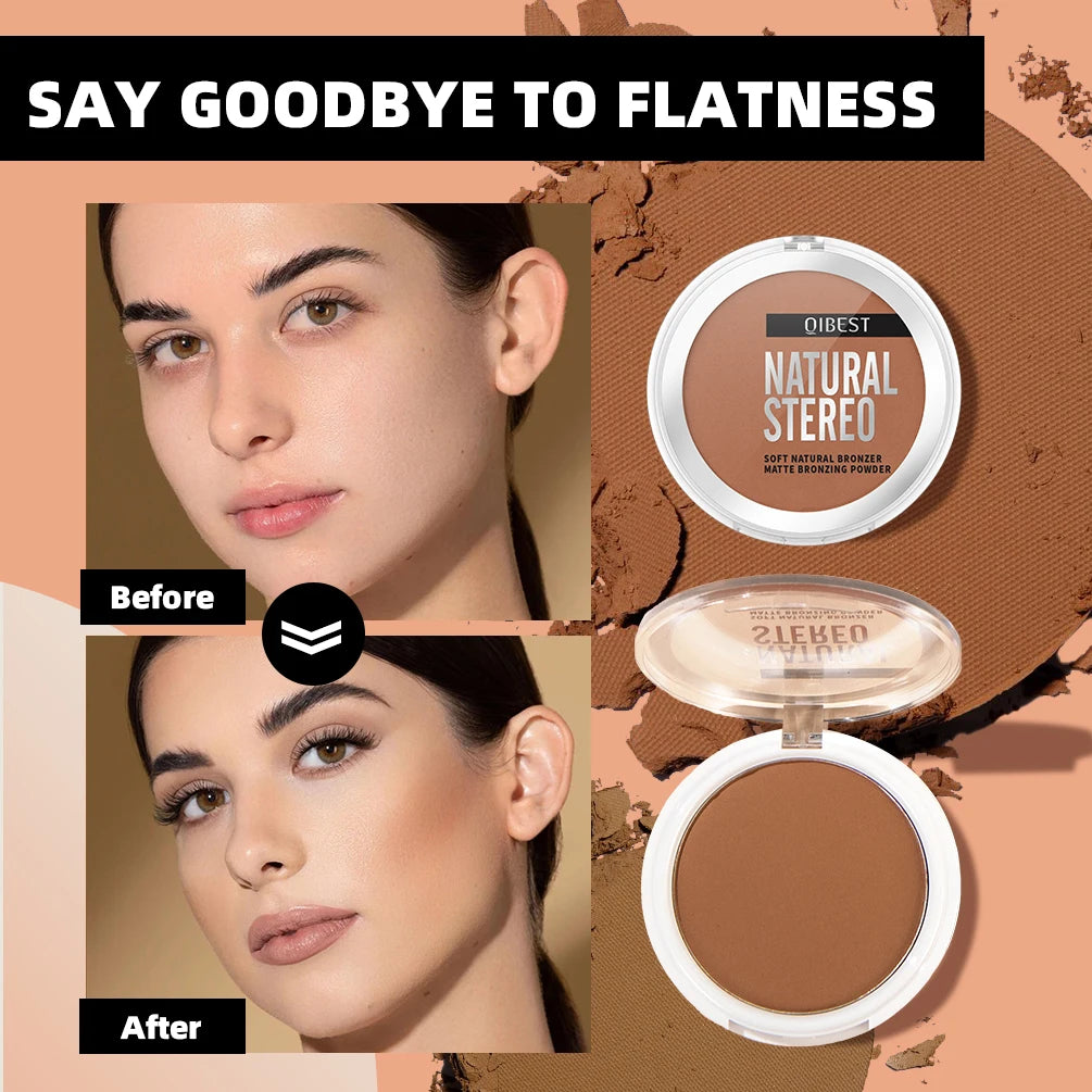 3D Matte Bronzer & Contour Powder Palette – Natural, Long‑Lasting, Waterproof Definition