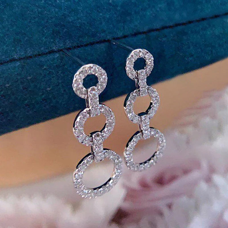 Exquisite Long Dangle Earrings with Sparkling CZ Stones