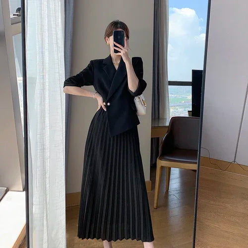 Long Sleeve Streetwear Solid Notched Midi Dress
