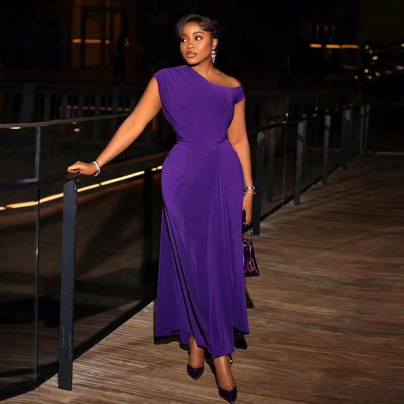 Sexy A Line Skew Collar Sleeveless High Waist Dress