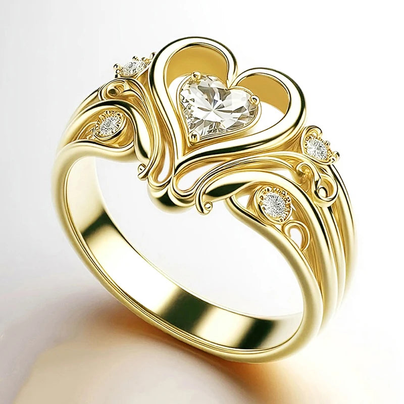 Noble Romantic Heart Rings