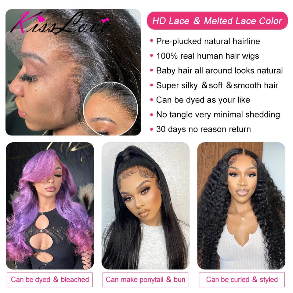 Body Wave 13x4/13x6 HD Lace Front Human Hair Wigs Pre Plucked 5x5 HD Lace Closure Wigs 360 Human Hair Lace Frontal Wig
