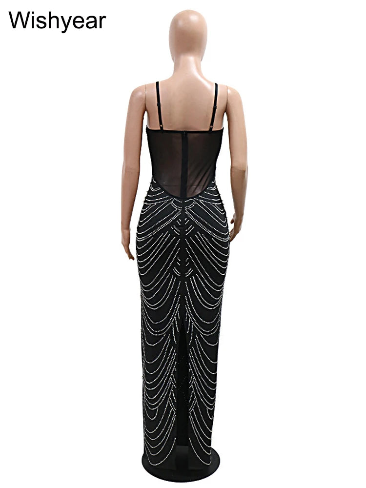 New Luxury Sparkly Crystal Rhinestone Pearl Gown