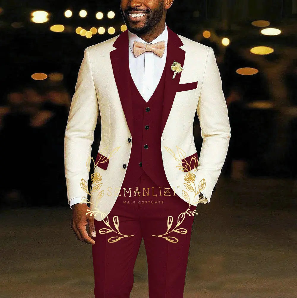 3 Pieces Blazer  Vest Pants Wedding Tuxedos