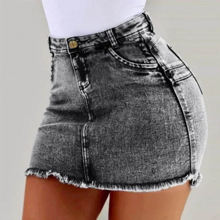 2025  Summer High Waisted Mini Denim Skirt