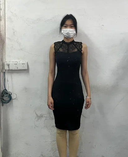 Color Block Round Neck Sleeveless Bodycon Mini Dress