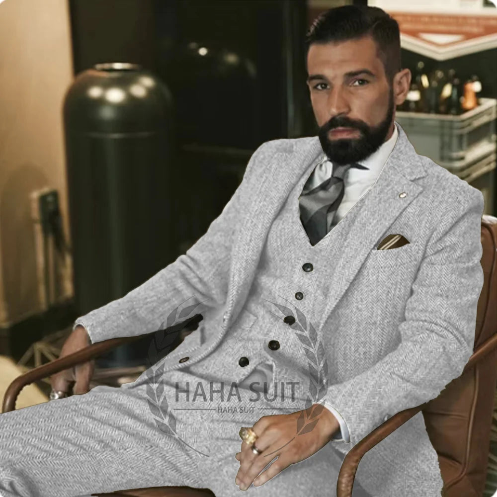 Jacket Vest Pants Groom Suit Slim Fit Three Piece Suit