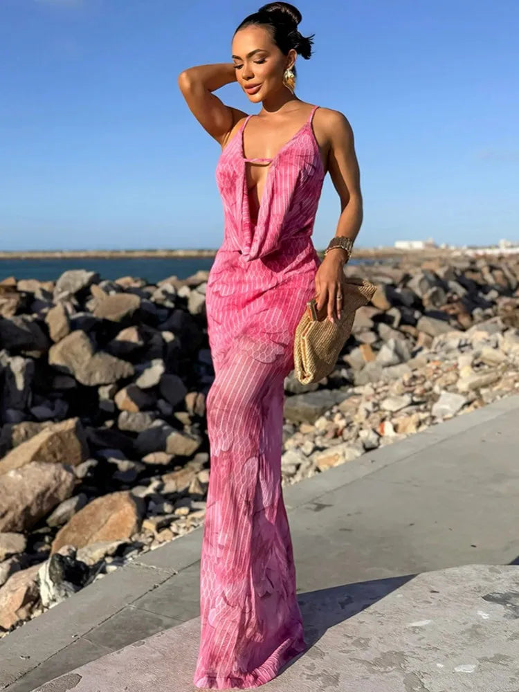 Elegant Spaghetti Strap  Maxi Dress