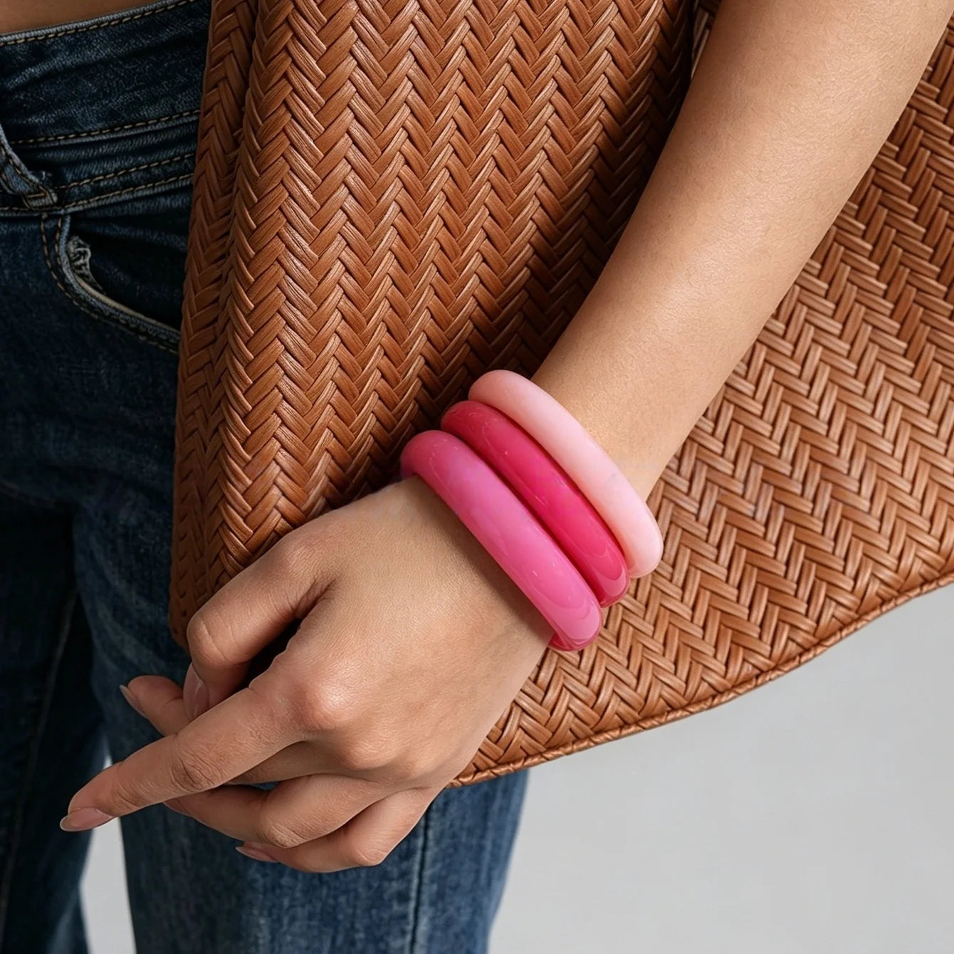 Vintage Chunky Acrylic Bangles (3‑Piece Set)
