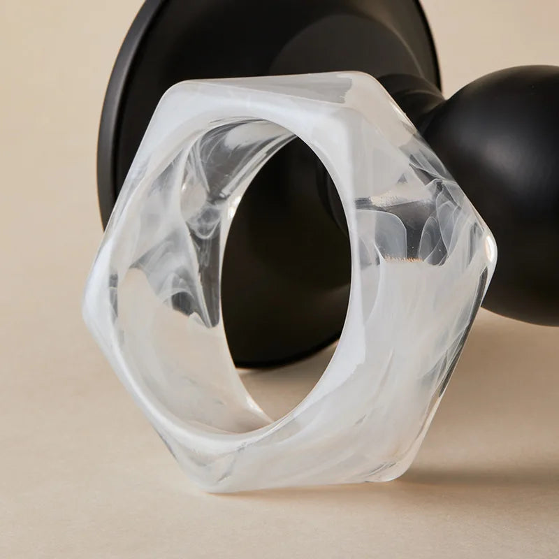 Exaggeration Wide Irregular Polygon Resin Bracelet - Durable Geometric Bangles