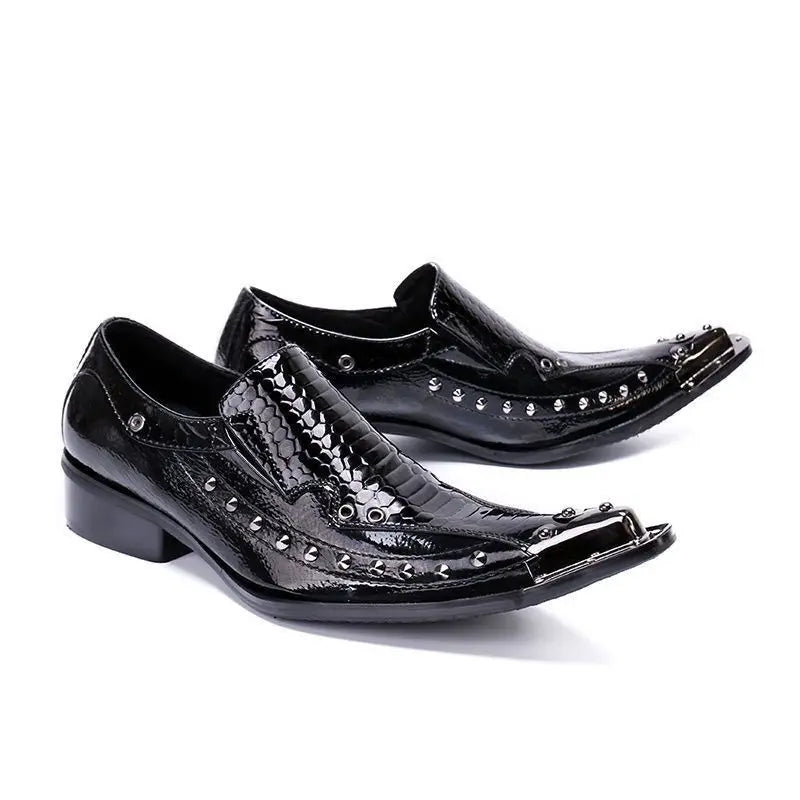 Summer Black Glossy Leather Dress Shoes for Men – Pointed Toe Business &amp; Wedding Oxfords