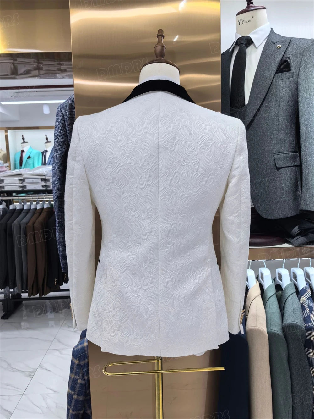 Fashion Paisley Men's 3 Pieces Formal Suit Set Blazer Vest Pants