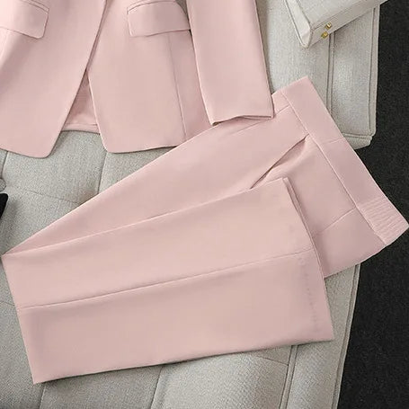 2026 Slim Office Blazer & Straight Trousers Set