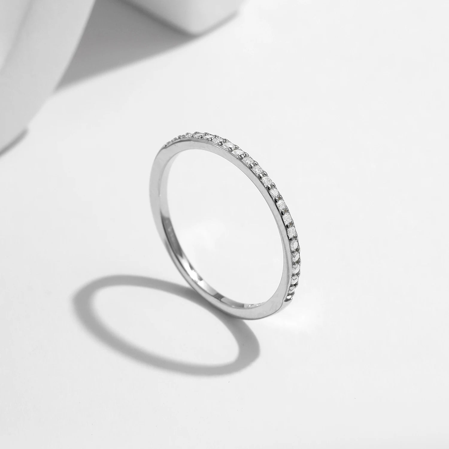 Simple Eternity Moissanite  925 Sterling Silver Sparkling Simple Thin Wedding Band Rings