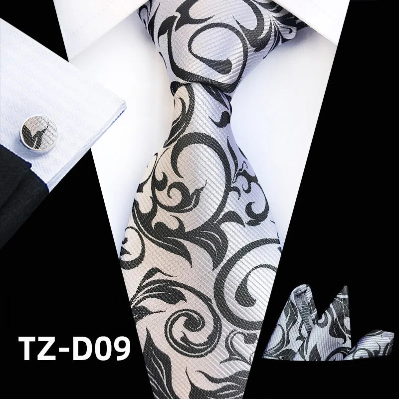 Orange Novelty Ties Plaid Flower Design Wedding Necktie Hanky Cufflinks