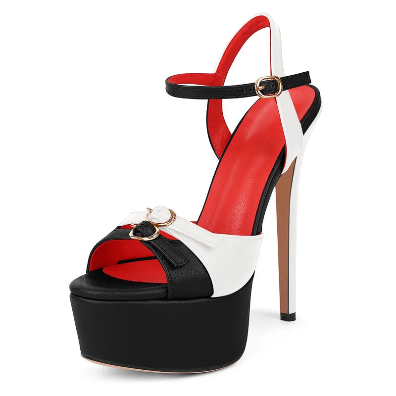 Womens Peep Toe Mixed colors Platform Pumps Big Size