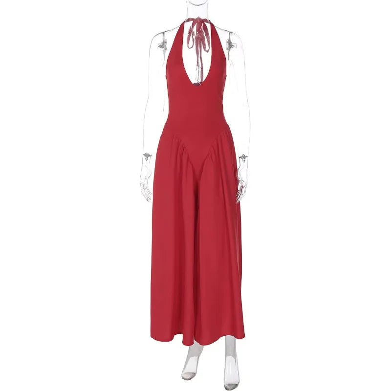 Summer Backless Deep V Spliced Long Dress