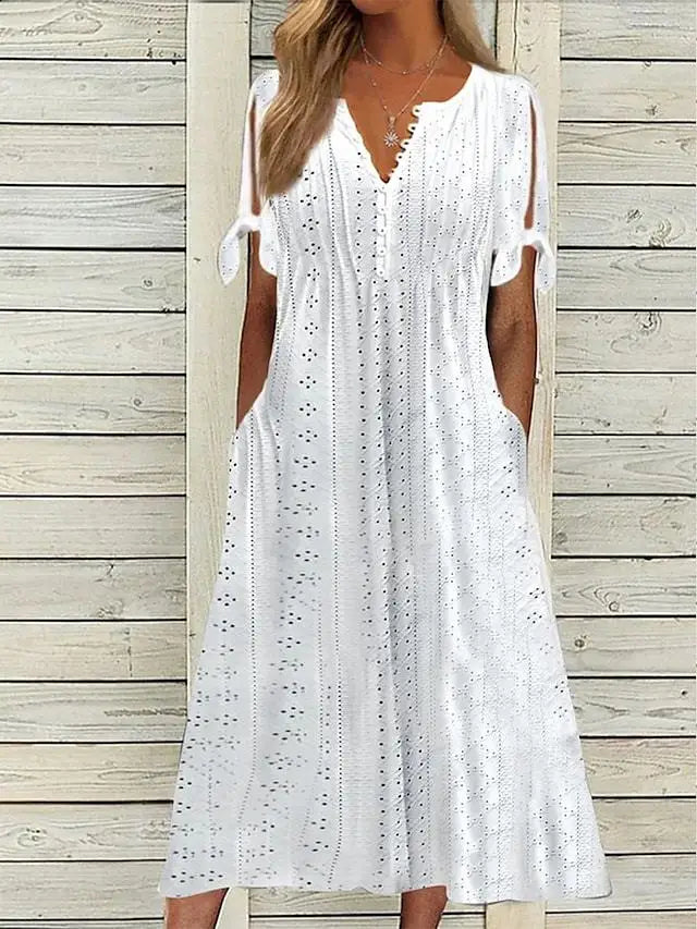 Summer Lace-Up Cutout Midi Dress