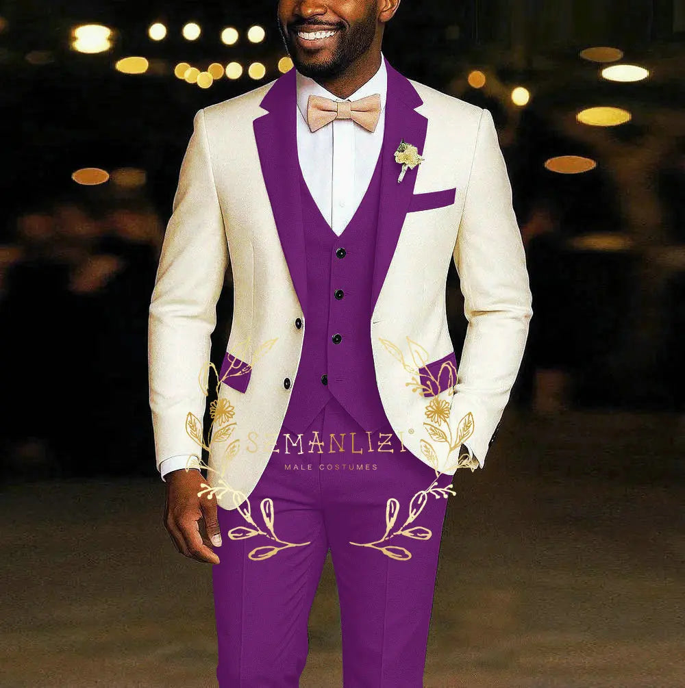 3 Pieces Blazer  Vest Pants Wedding Tuxedos