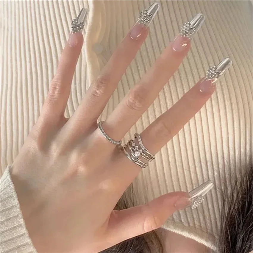 24Pcs/Set Dry Rose Blush Artificial Wearing False Nails
