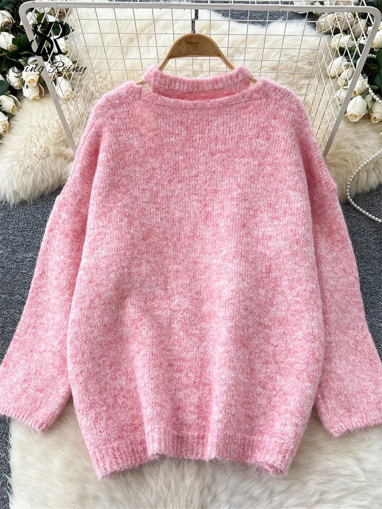Long Sleeves Loose Warm Cardigan+Sleeveless Knitting Tank Top