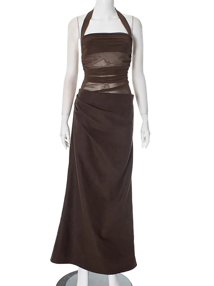 Sexy Backless Halter Maxi Dress