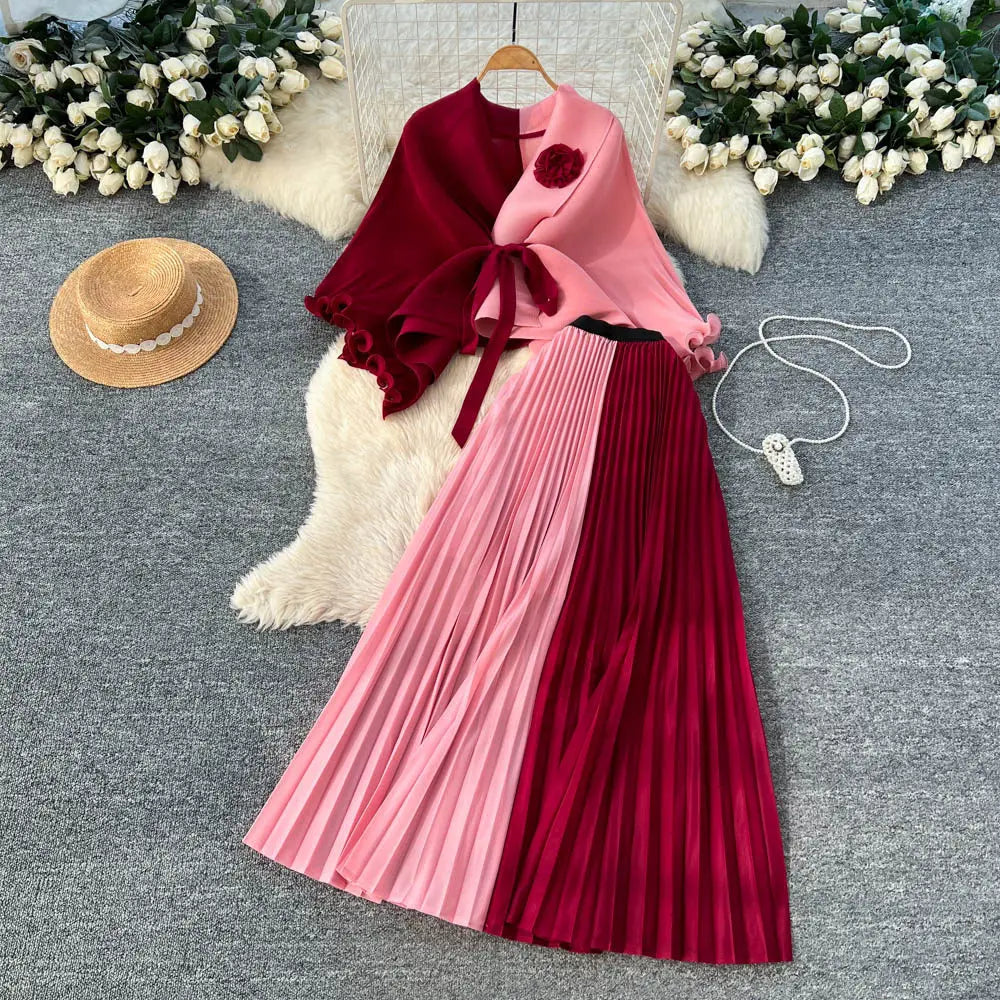 Elegant Pleated Two‑Piece Set