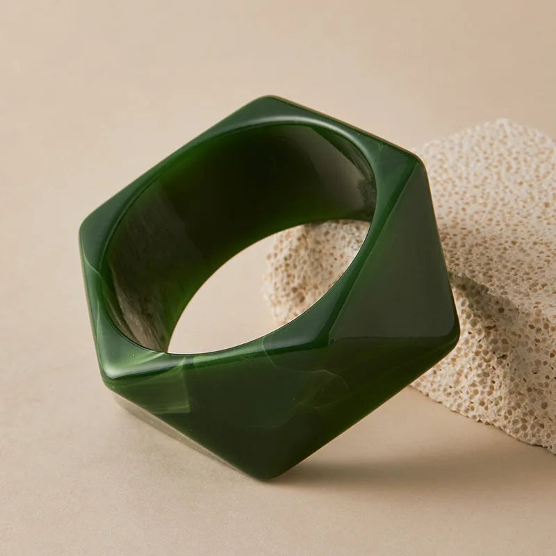 Exaggeration Wide Irregular Polygon Resin Bracelet - Durable Geometric Bangles