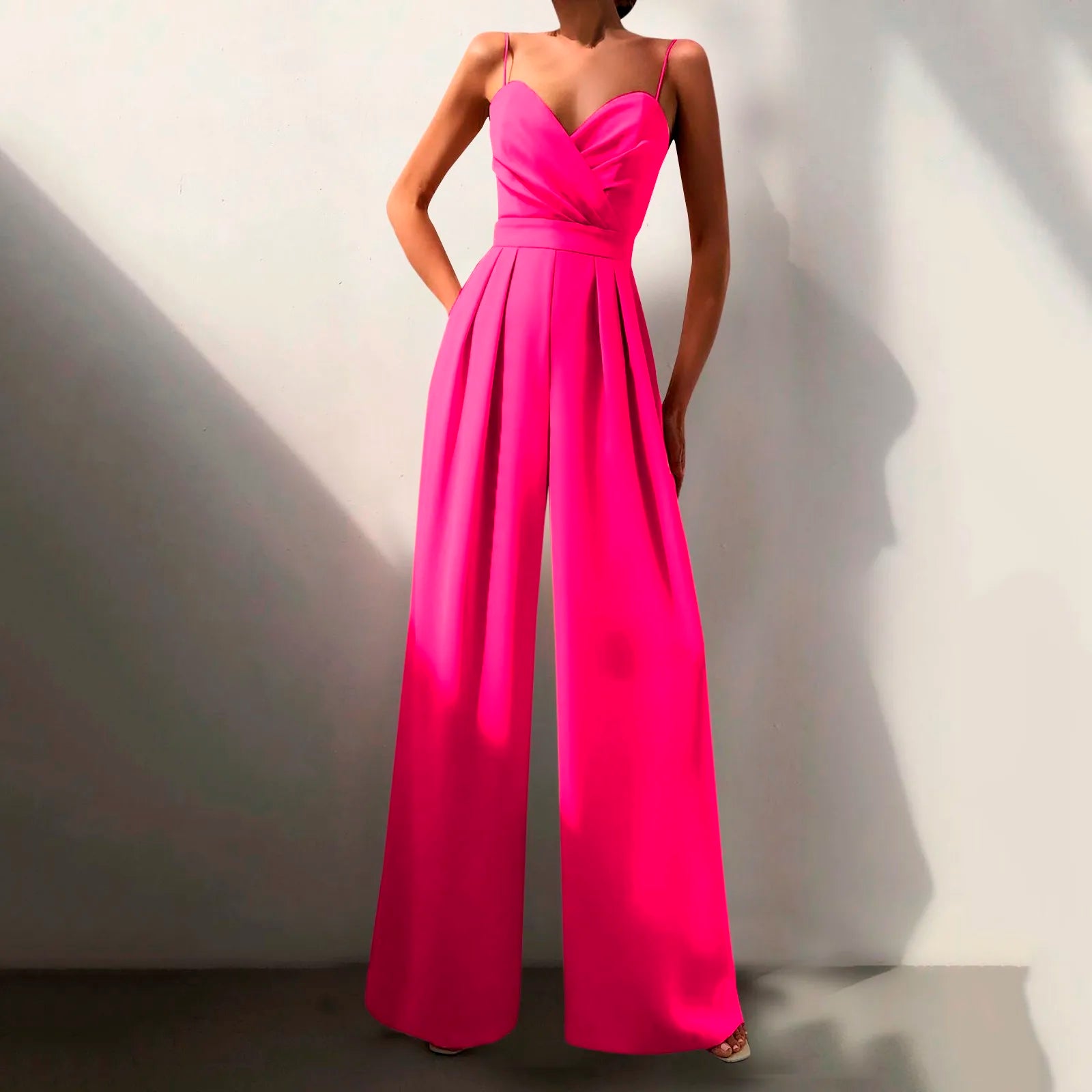 Summer Sleeveless TLoose Fit Wide Leg Trousers Jumpsuit