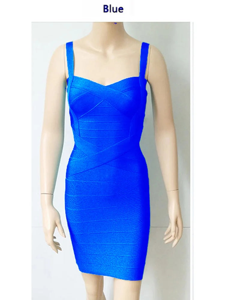 2025 Sexy Spaghetti Strap Rayon Elastic Celebrity Bandage Dress