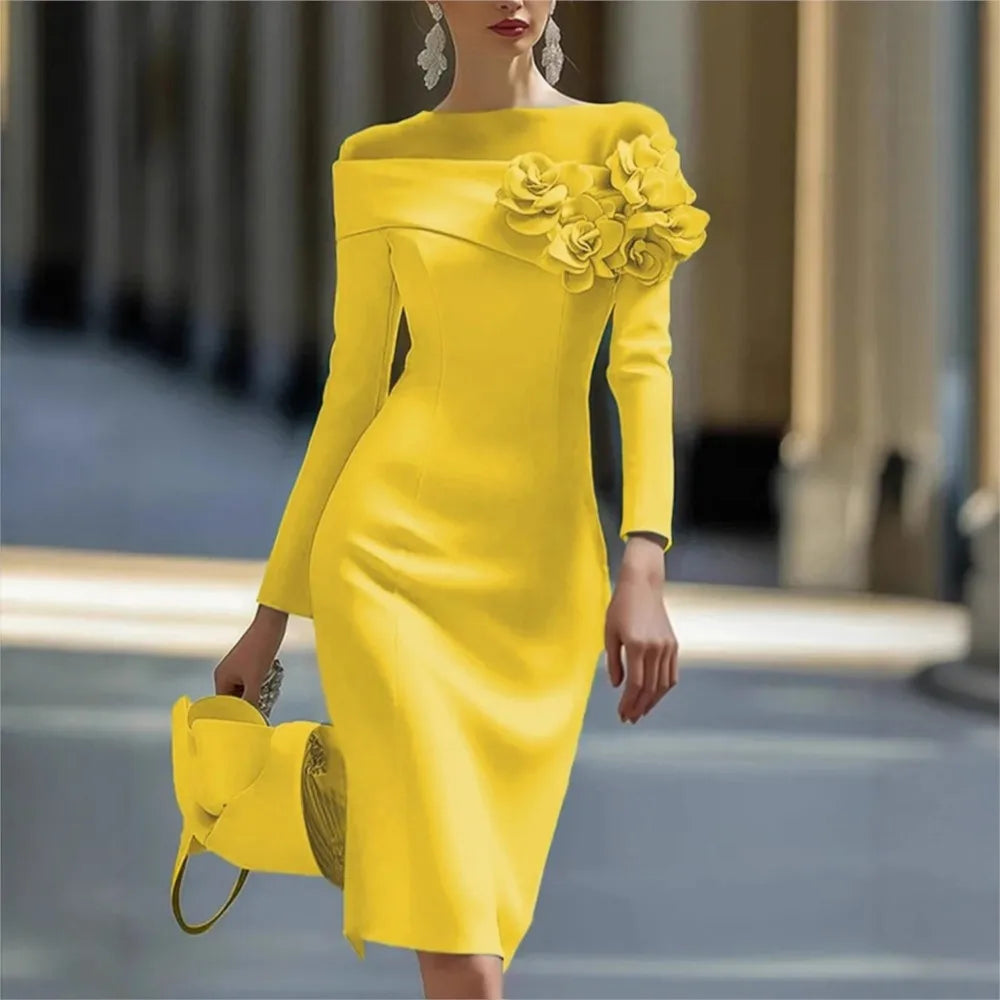 ✨ Elegant Floral Side-Patch Party Dress