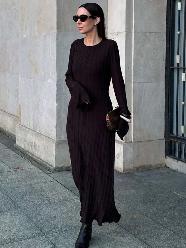 Fall Winter New Casual Retro High Waist Rib Sweater Bodycon Dresses