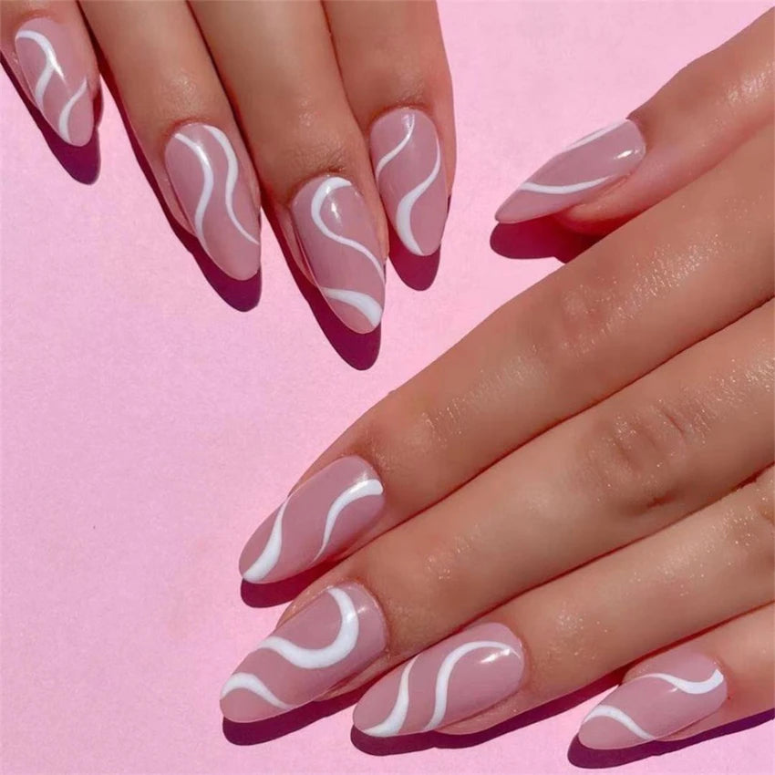 24Pcs/Set Simple Pure Desire Pink Wearing False Nails