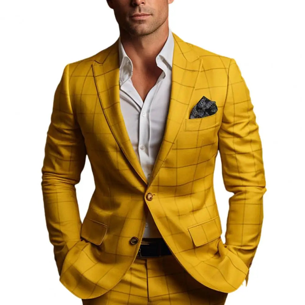 Men’s Slim Fit Plaid Suit Coat