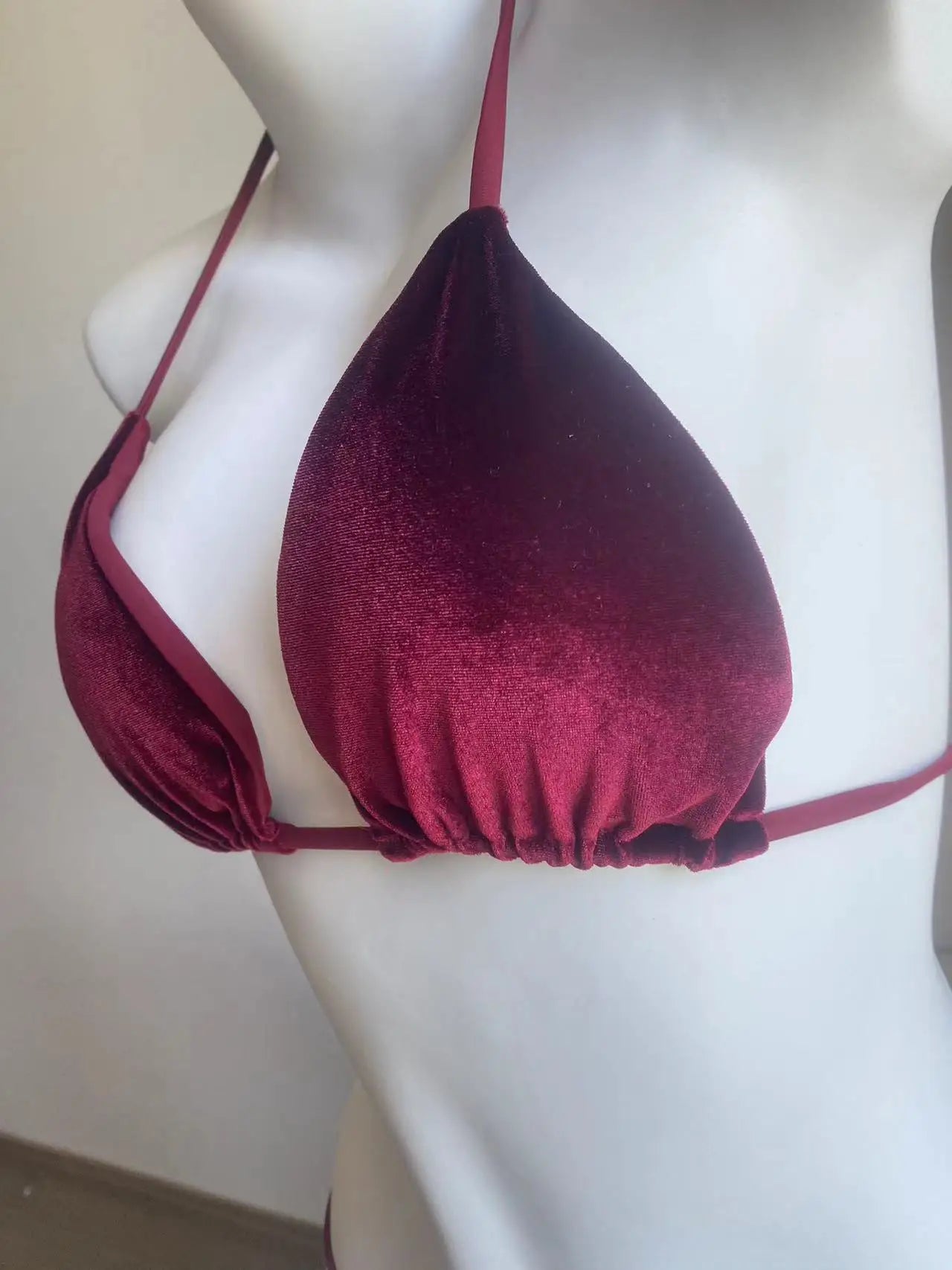 Velvet Triangle Bikini Thong Set