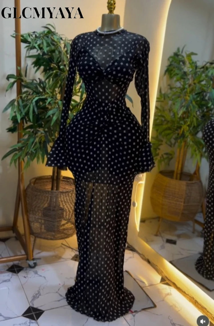 Bell Long Sleeve Wrap Bust Stacked Ruched Maxi Dress