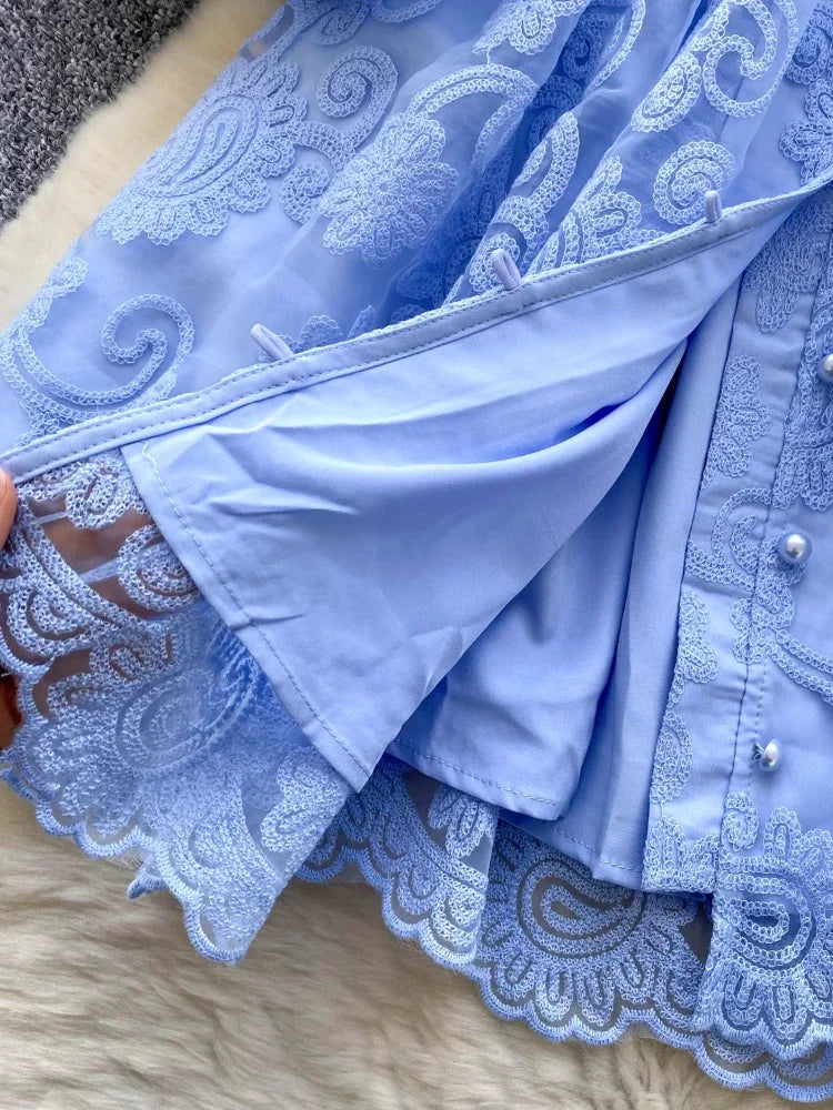 Elegant Vintage Embroidery Sashes Short Party Dress