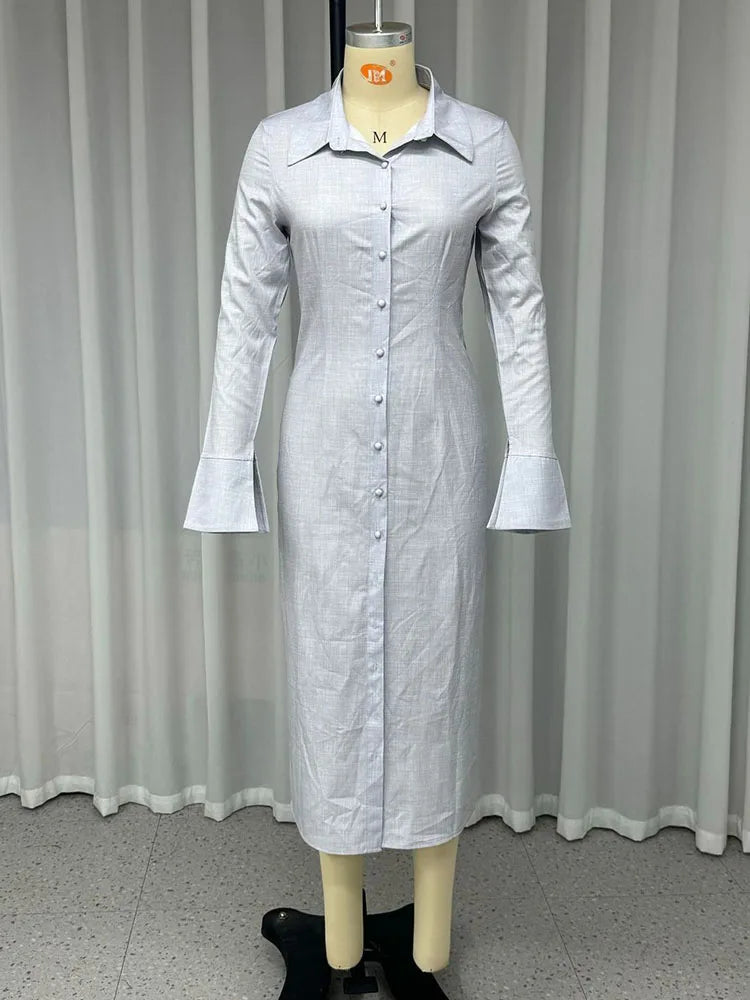 Casual Turndown Collar Shirt Dress