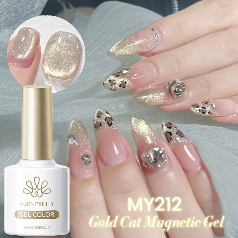BORN PRETTY 10ml White Cat Magnetic Gel Nail Polish Ultra Shine White-light Varnis Semi Permanent Soak Off UV LED Gel for Nails
