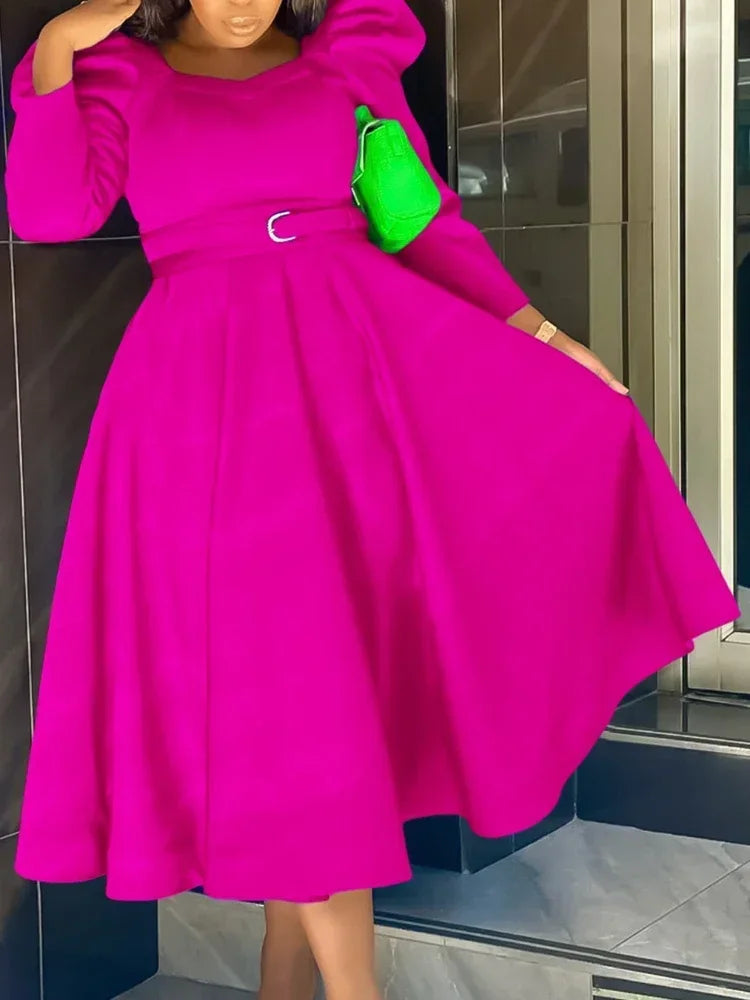 Elegant A-line Waistband Autumn/Winter Dress