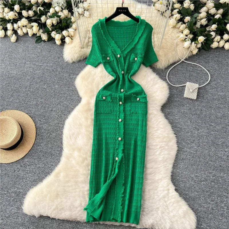 Elegant Knitted Long Sweater Dress