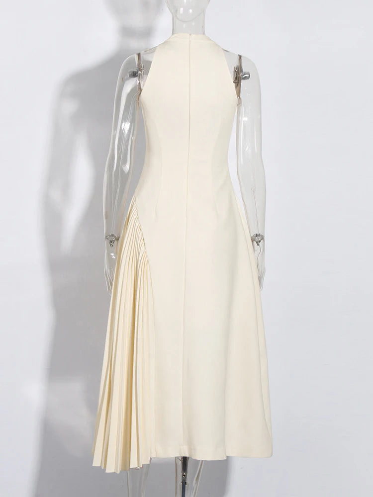 Solid Hollow Out A Line Dress