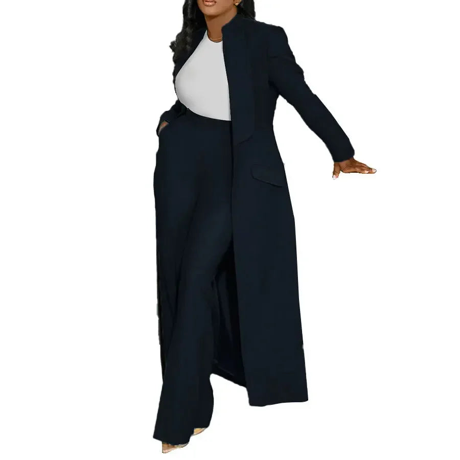 Full Sleeve X-Long Blazer Coat+ Long Pant Suit