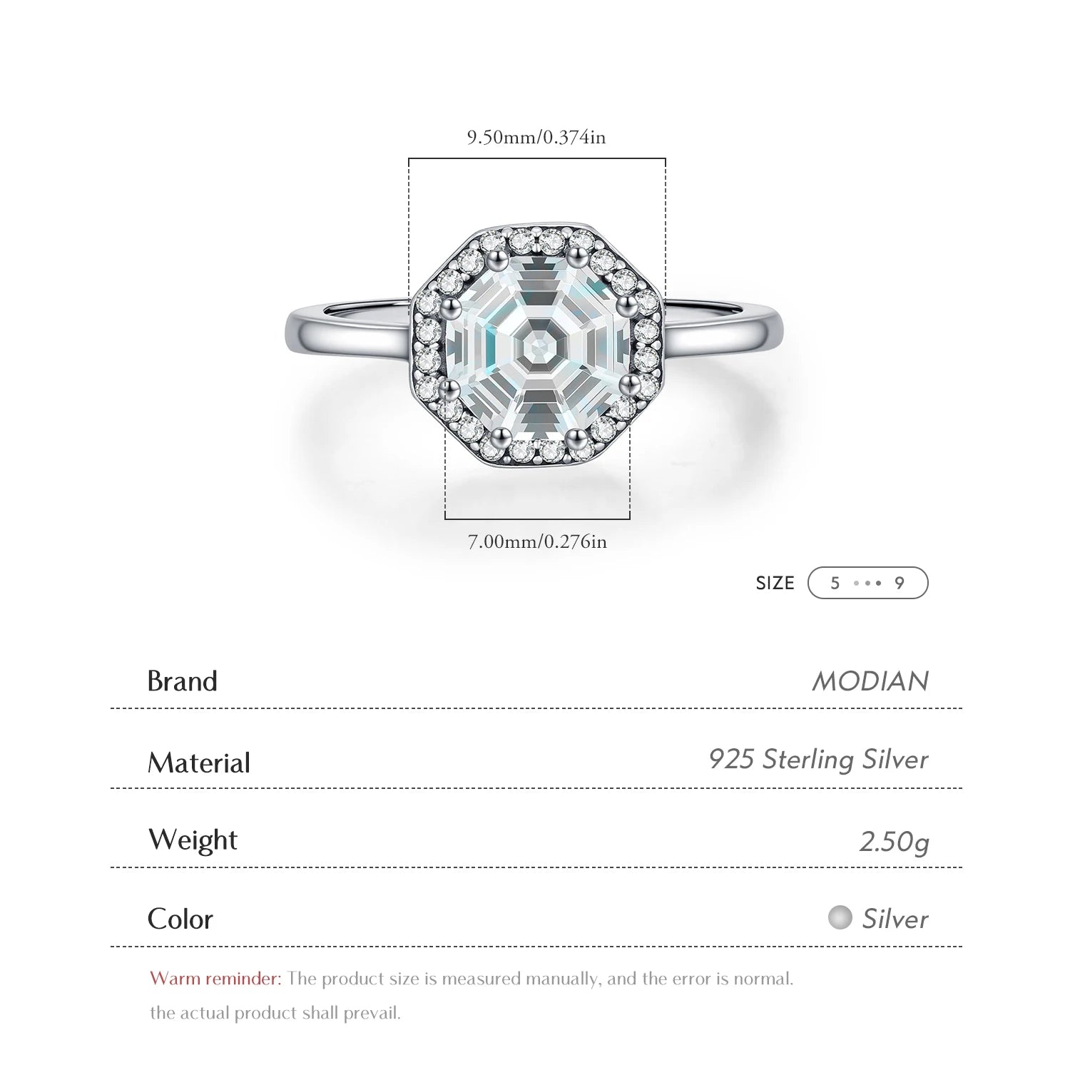 925 Sterling Silver Exquisite Octagon Rings