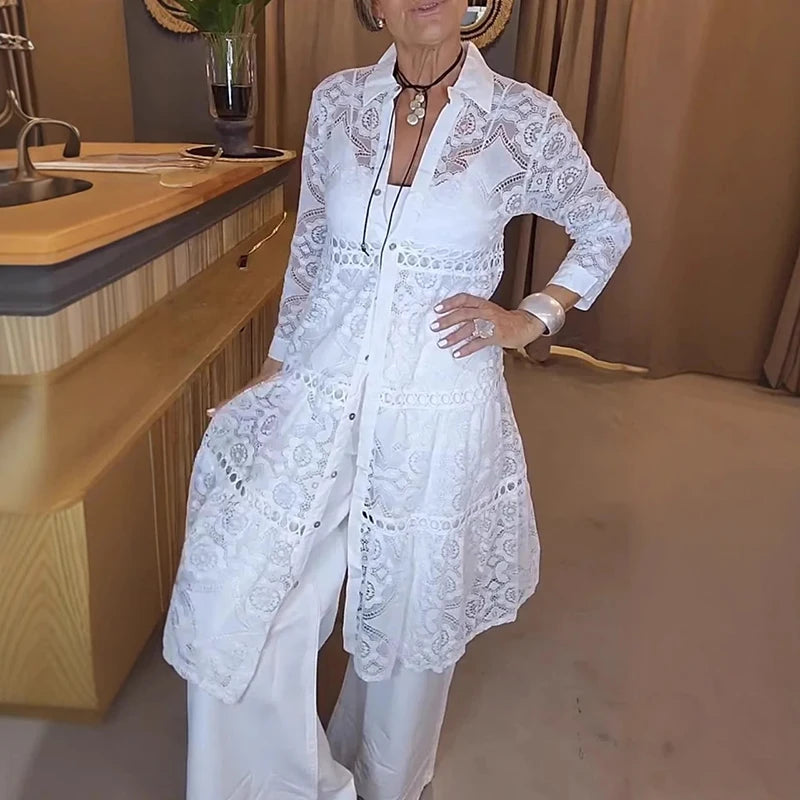 Sexy Lace Embroidery Hook Flower Crochet Blouses