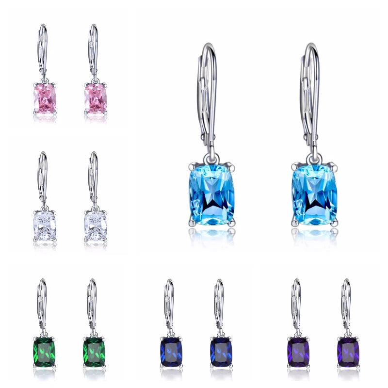 Luxury Solitaire Colored Cubic Zircon Drop Earrings