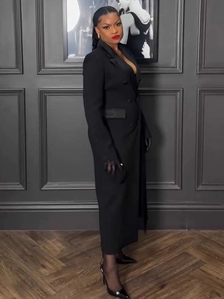 Autumn Winter  Long Sleeve Slimming Waist Blazer Dress