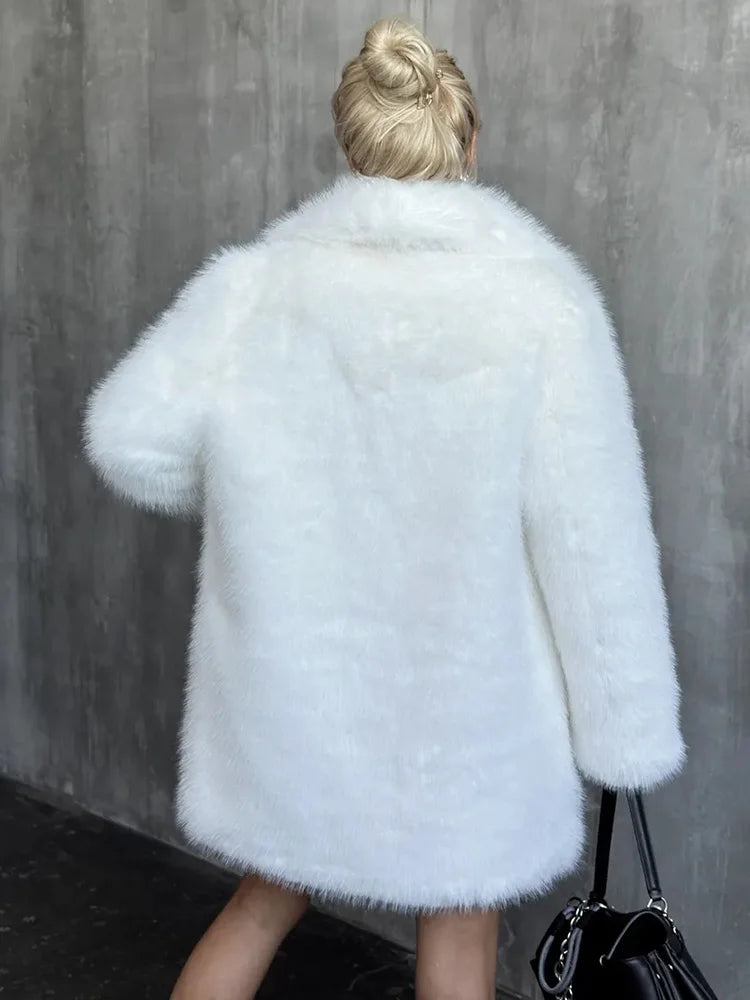 Winter Imitation Fox Fur Mid-length Coat