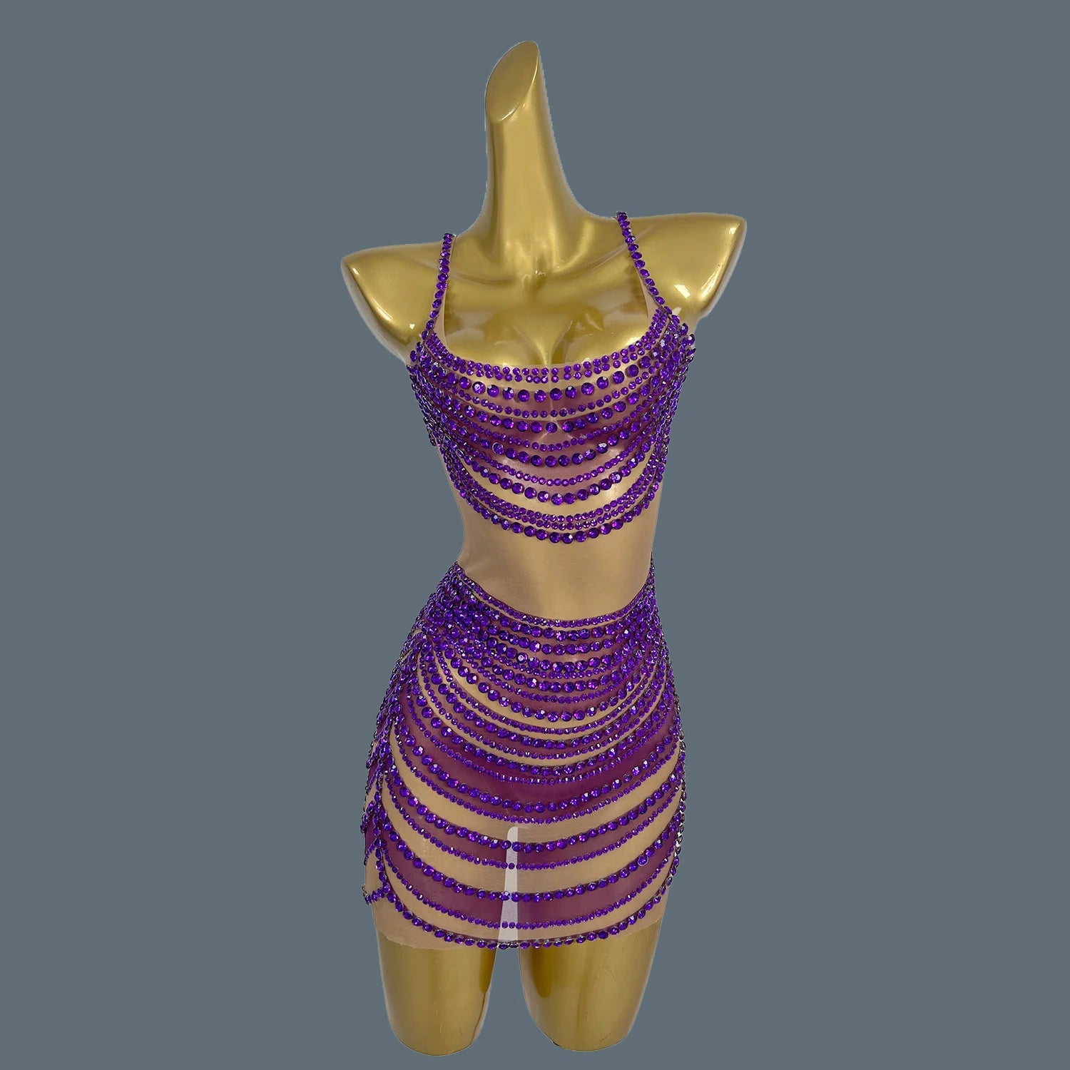 Sparkly Crystals Diamonds Mini Dress